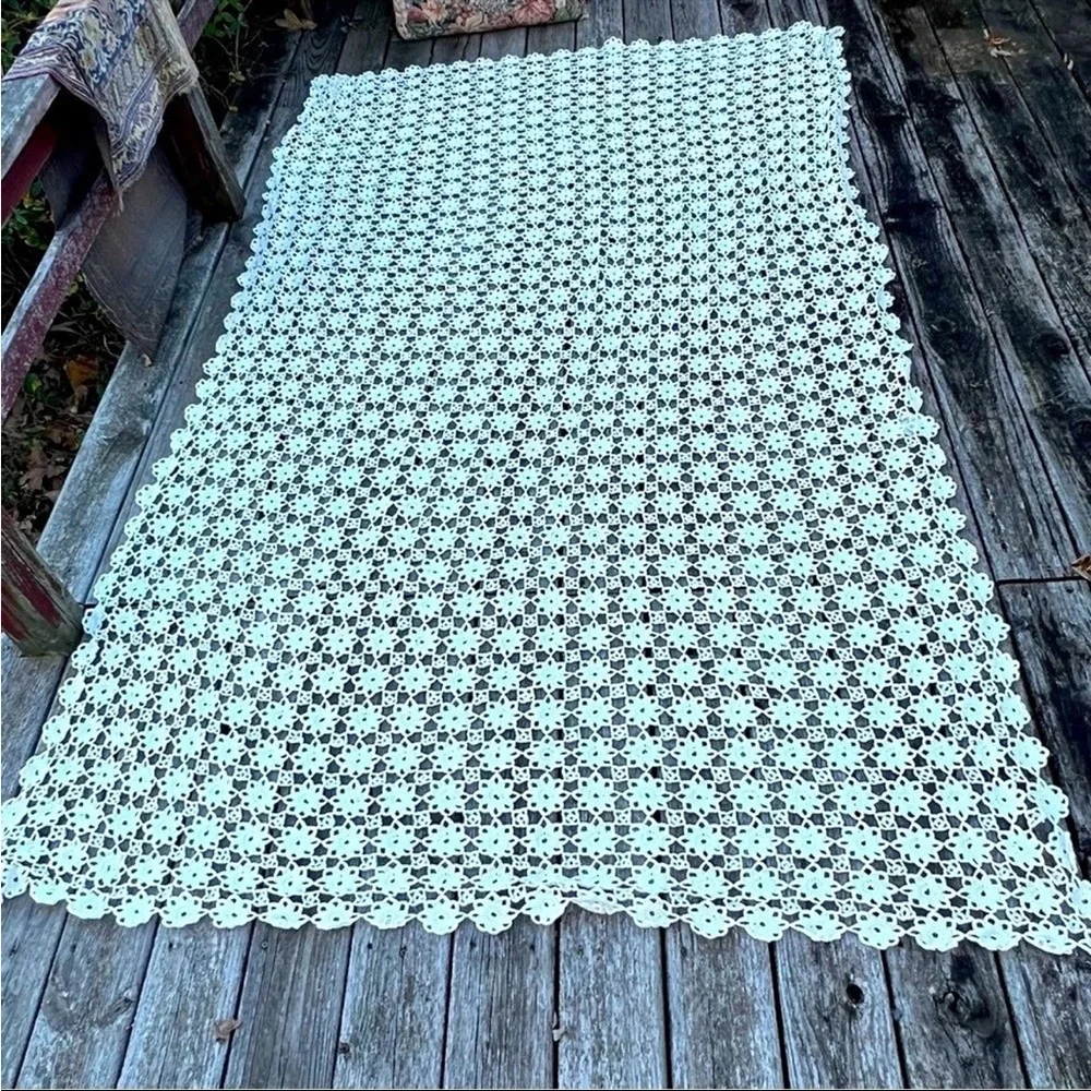 Crochet Doily Blanket Afghan Throw Topper Cottagecore Farmhouse